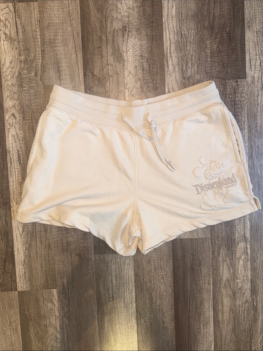 Disney Disneyland Resort Embossed Cream Lounge SweatShorts - L